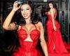 Let's Met this party started! Cardi B changes into a busty red corset gown to ... trends now