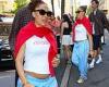 Pregnant Adwoa Aboah shows off her growing baby bump in a white crop top as she ... trends now