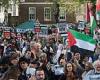 Downing Street is surrounded by 5,000 pro-Palestinian protesters as huge crowds ... trends now