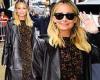 Nicole Richie is chic in a black-and-gold dress under a leather coat in NYC... ... trends now