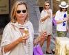 Kate Moss looks chic in a cream dress as she enjoys a stroll and some ice cream ... trends now