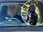 Prince Andrew looks pensive as he rides near Windsor days before new TV series following 'car crash' Newsnight interview hits Amazon Prime