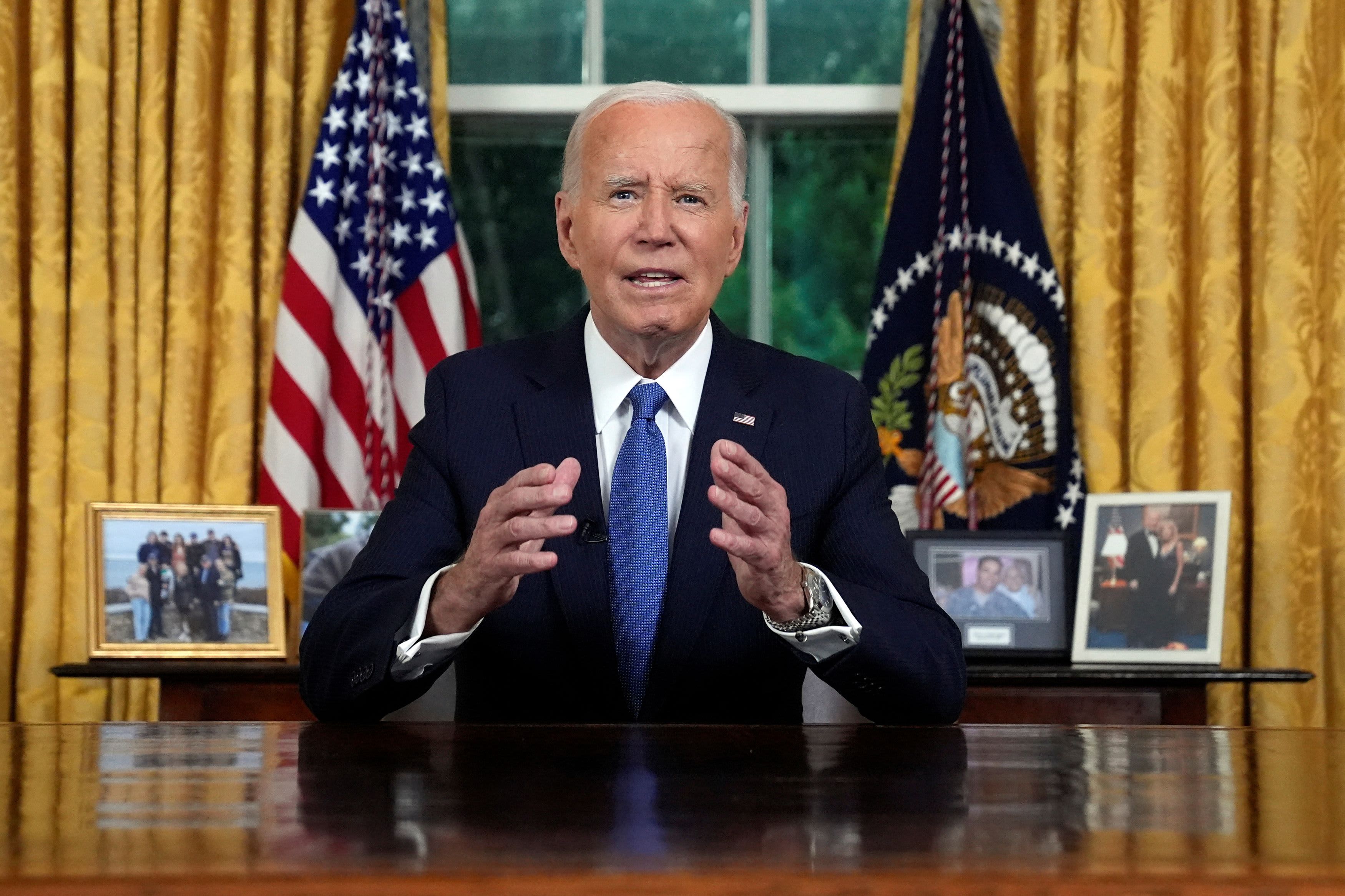 Biden says he put 'personal ambition' aside to 'pass the torch' to Harris for Trump battle