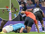 Hilarious Olympic moment in rugby sevens event sees Uruguay's Mateo Vinals tackle the REFEREE instead of Kenya's Samuel Asati